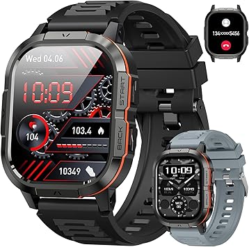 Smart Watch for Men Fitness Tracker Military Make Answer Call Digital Mens Watches Waterproof Running Smartwatch Android Phone iPhone Samsung Compatible Sleep SpO2 Heart Rate Monitor Step Pedometer