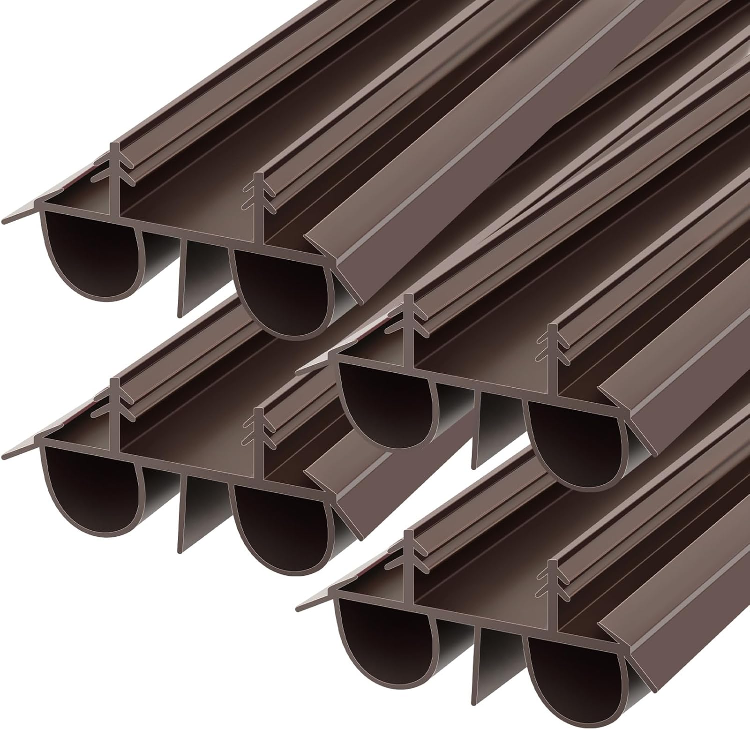 4 Pack Bottom Door Seal Exterior Plastic PVC 1 3/4" x 36" for Vinyl Concealed Kerf/Channel Fit Under Door Seal Strip for Weather Stripping Draft Stopper(Brown)