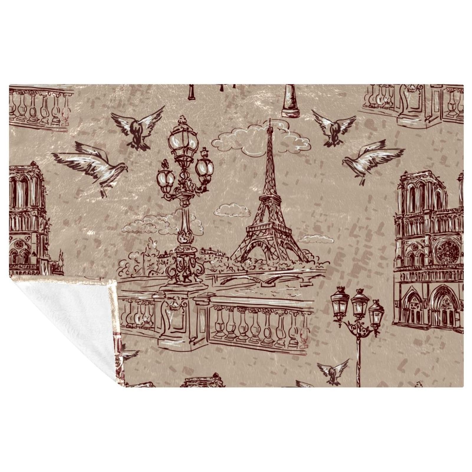 Couverture Notre Dame impression Seine en plaid chaud 150x100 cm pour lit et canapé cosy