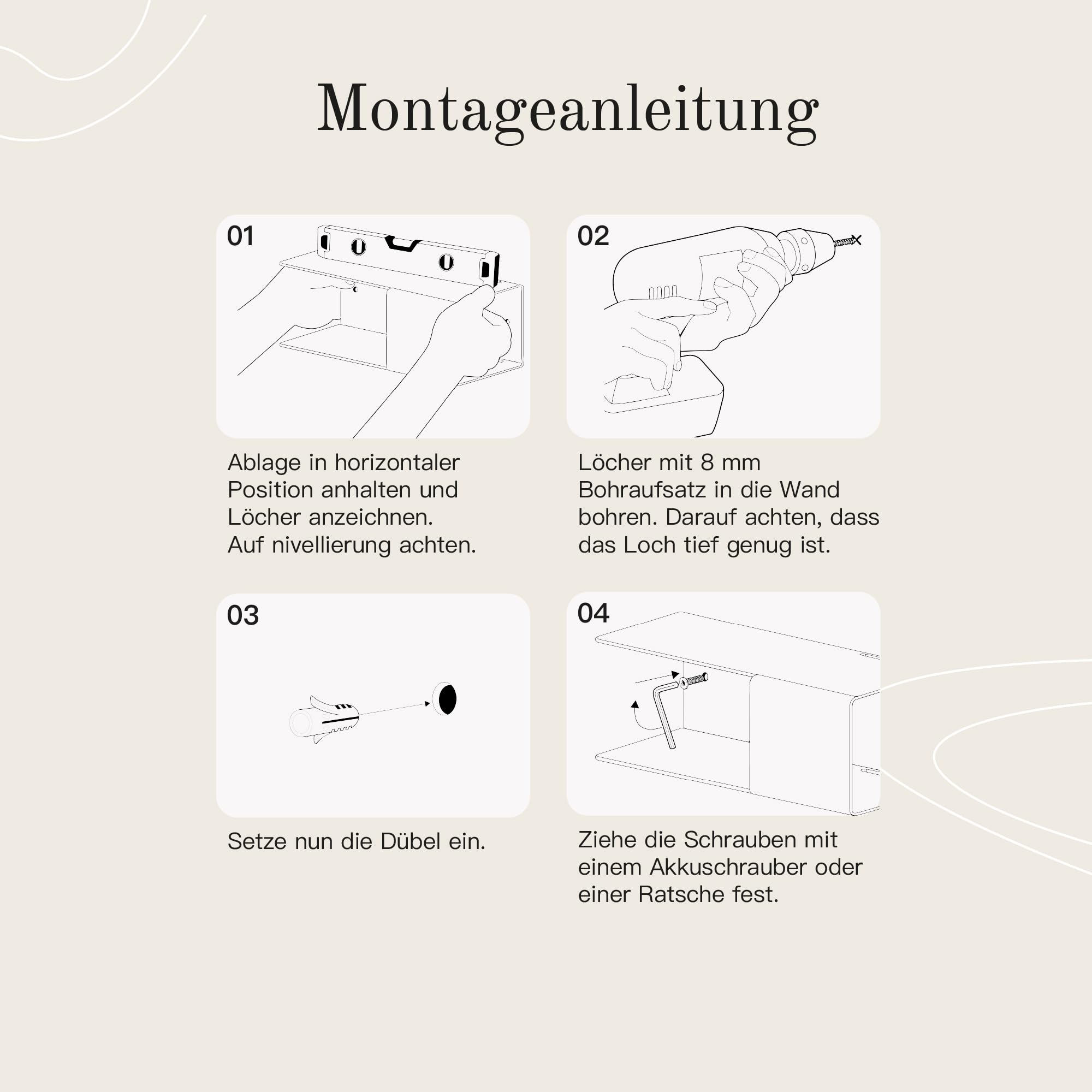 Designfabrik Hamburg | Schwebender Nachttisch aus Metall | Hängender Nachtschrank mit versteckter Ablage und Kabelführung | schmaler Wand Nachttisch fürs Schlafzimmer | Modernes Design | 1x Schwarz