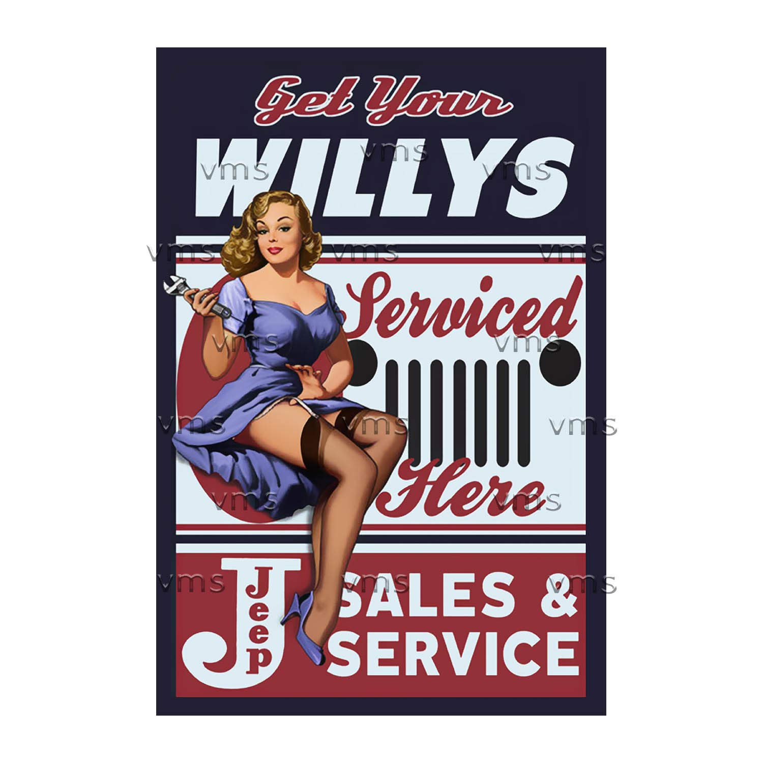Vintage Metal Sign WILLY SERVICE 12X18 inch Home Decor Inside Outside Bar Kitchen Pub Decorative Plaques
