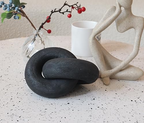 Miniatura 8 de HMASYO Decoración de nudo de madera negra, decoración de eslabones de cadena de madera, decoración de mesa de café, decoración de estantes, objetos