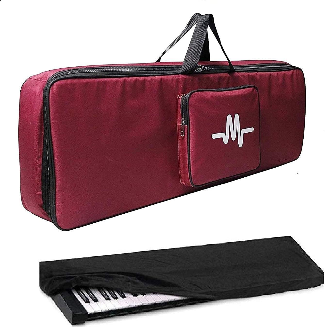 Compatible with Yamaha PSR-E243, E343, E353, E363, E373, E453, E463, I455, I425, I400, I500 Keyboard Bag with Dust Cover Padded Quality., Maroon, Standard, Modern