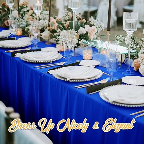 Miniatura 8 de BRILLMAX - Manteles para mesa rectangular de 6 pies, tela de lino de poliéster, lavable, para boda, recepción, banquete, fiesta de cumpleaños, 60 x