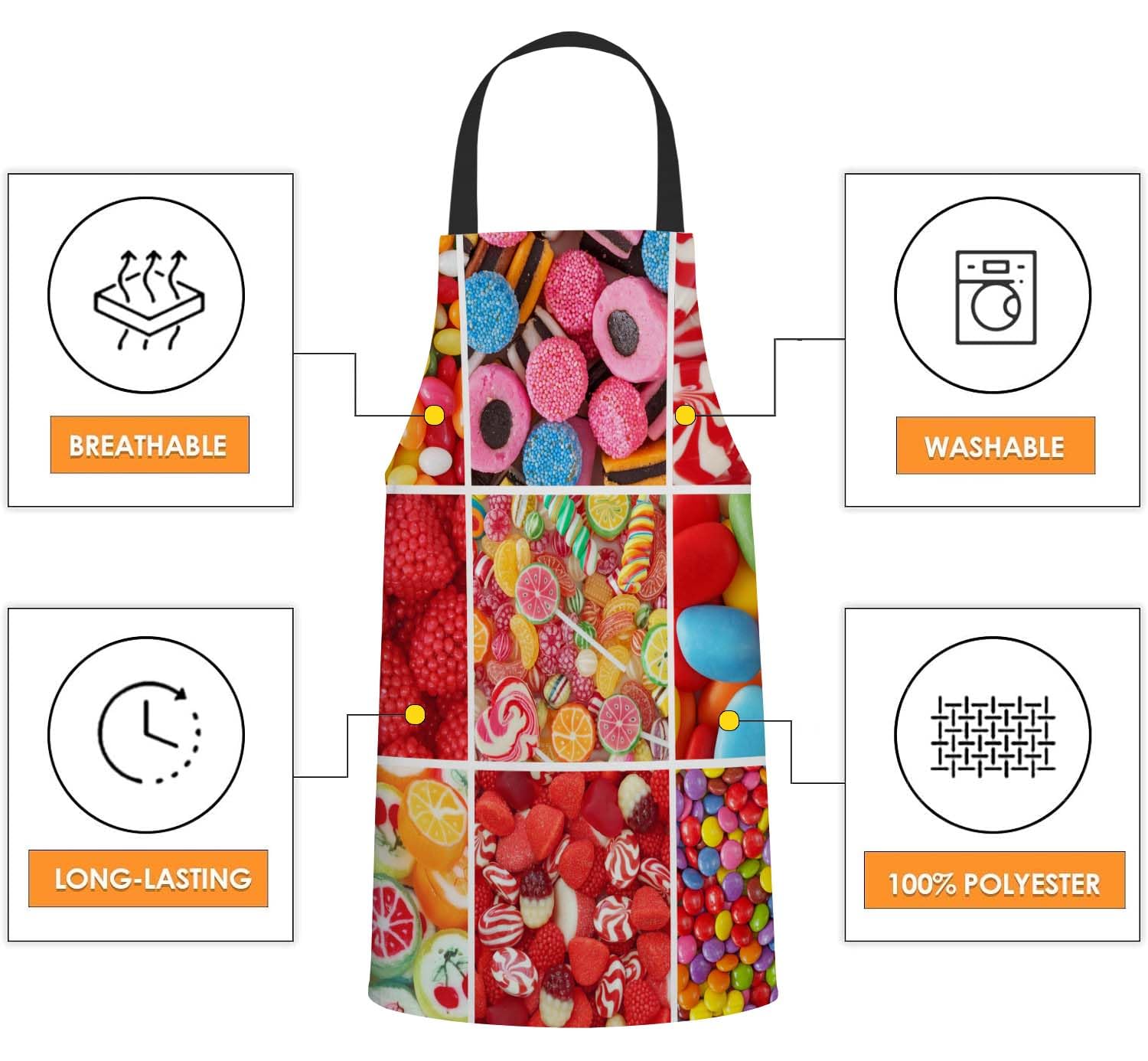 BGBDEIA Different Sweets Apron for Women Men Adjustable Apron Cooking Kitchen Chef Apron for Home Kitchen Baking Gardening BBQ - Image 3
