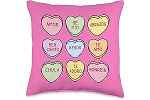 Love Language: Spanish Conversation Hearts on Fiesta Pillow