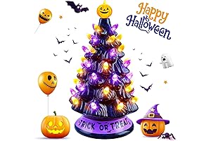 Nostalgic Ceramic Halloween Tree: 11" Bewitching Holiday Decoration