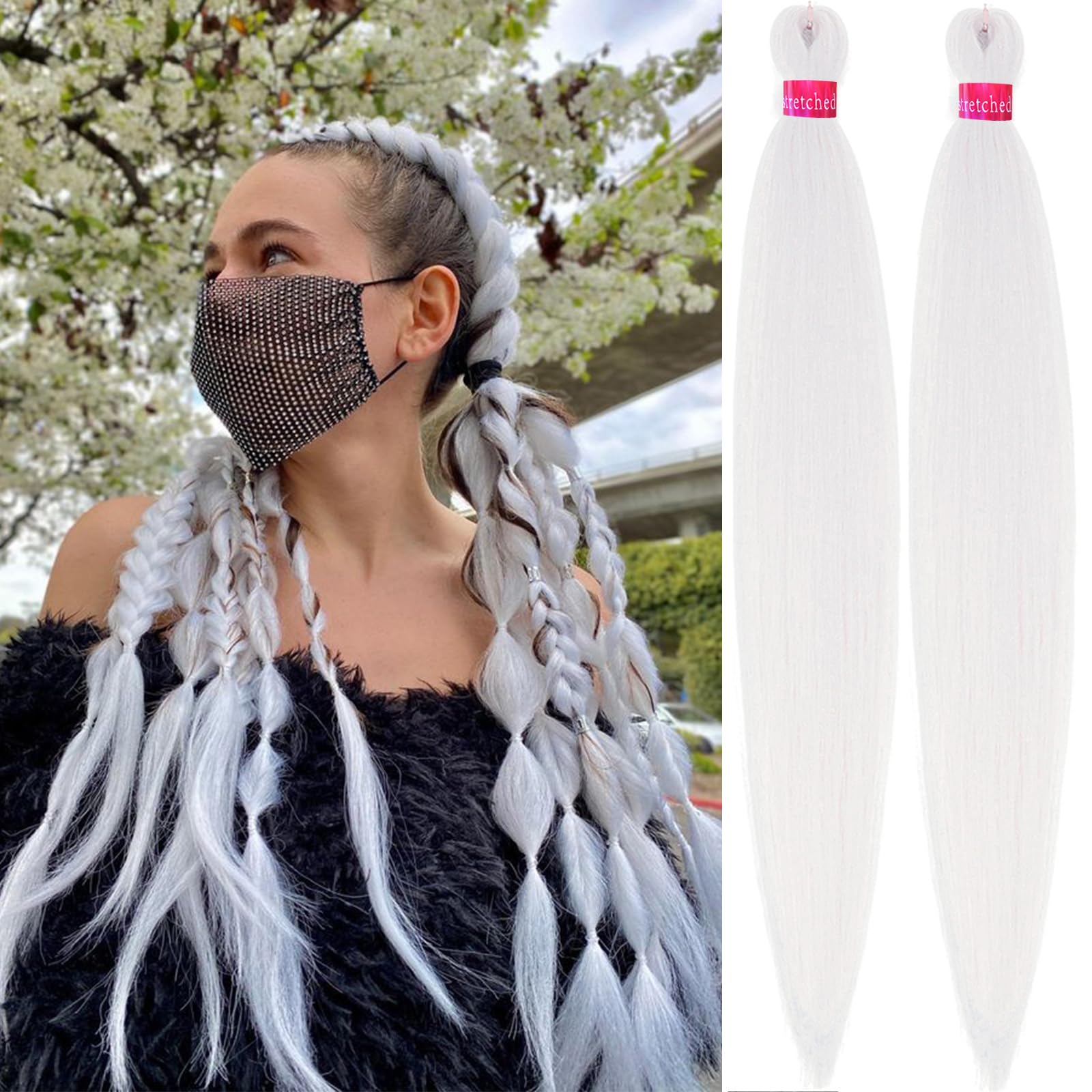 Amazon.com : Cream White Pre Stretched Braiding Hair 30 Inch Box