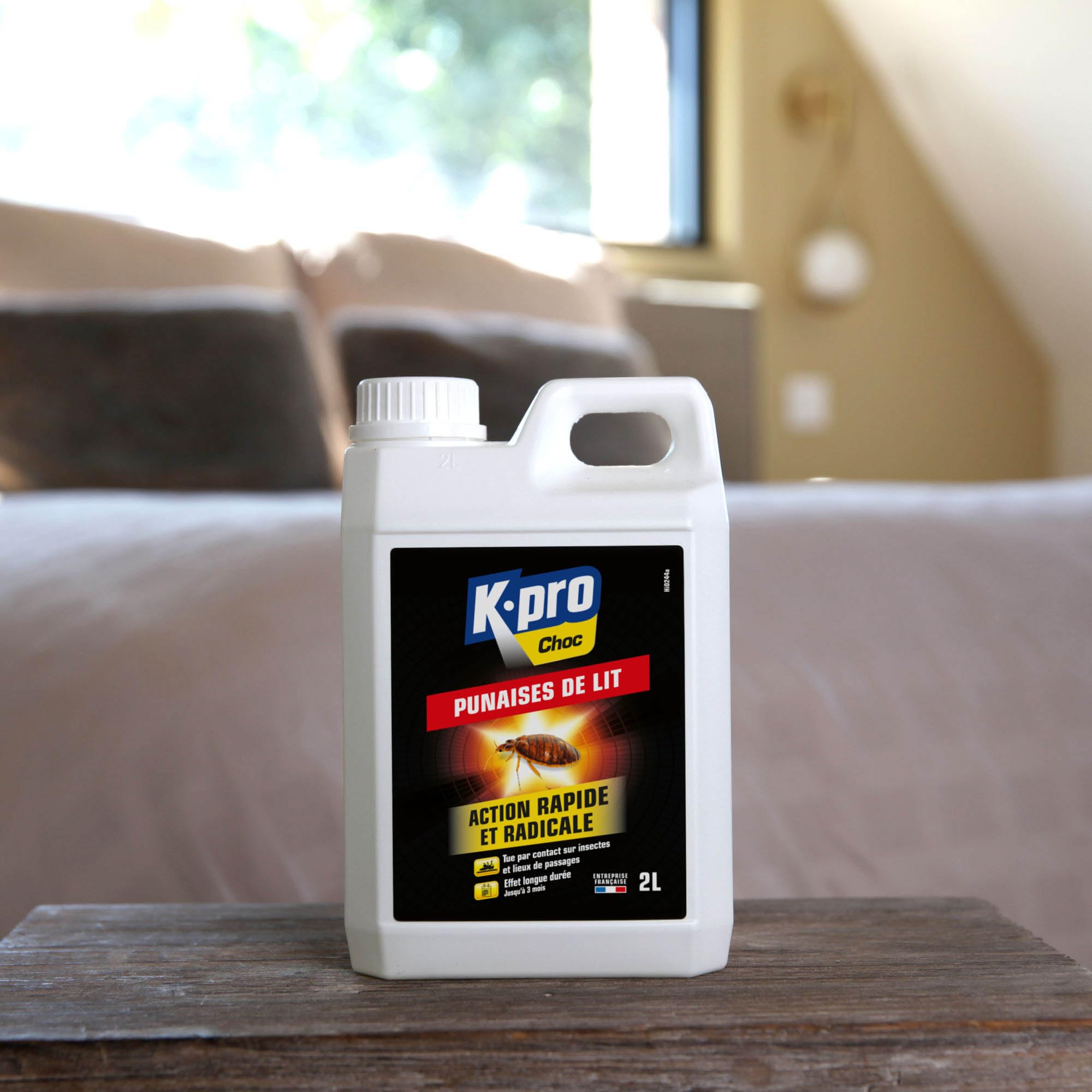 K.PRO Recharge insecticide punaises de lit, 2L, détruit punaises sur matelas rideaux plinthes et fentes de plancher, jusqu'à 3 mois de protection, fabriqué en France