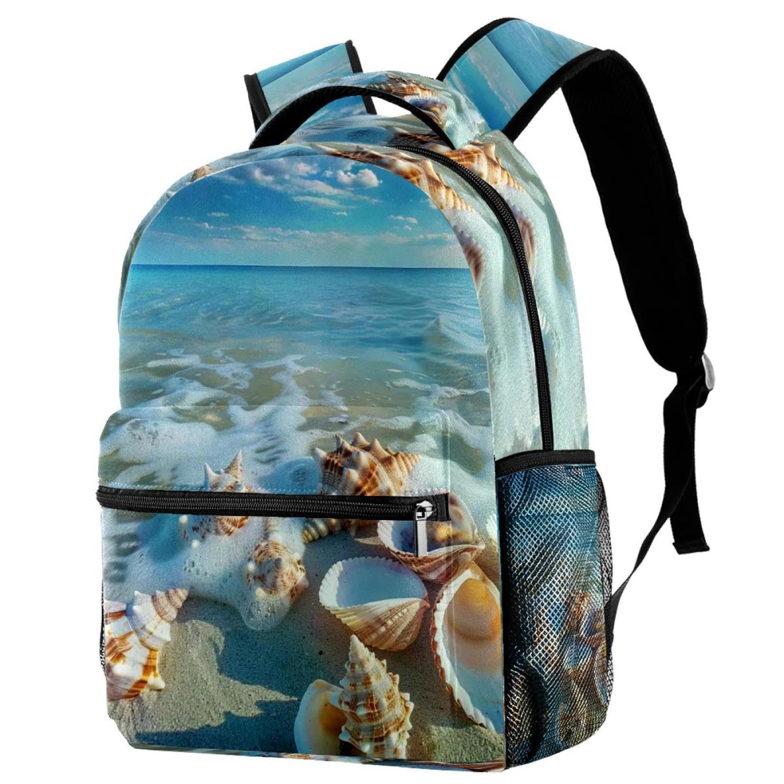 Sac à dos décontracté léger Sea Shells Sky sac d'école à compartiment de qualité