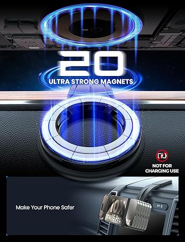 Miniatura 5 de eSamcore Soporte de teléfono magnético para auto MagSafe desmontable, brazo de aluminio flexible para automóvil20 imanes fuertesSoporte de teléfono