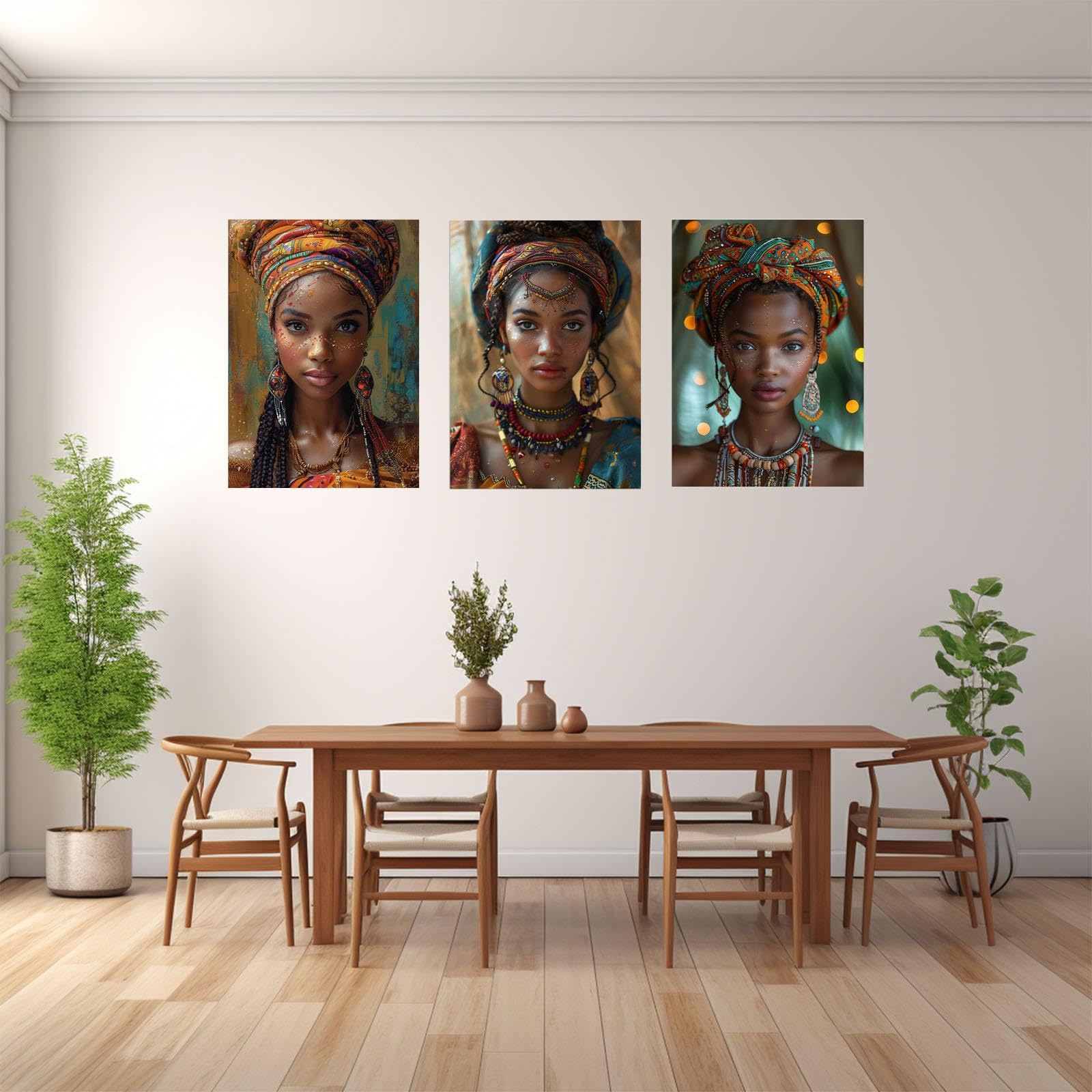 Amazon.co.jp: JOSUE 3 枚 アフリカの黒人女性 アートパネル 美人 絵画