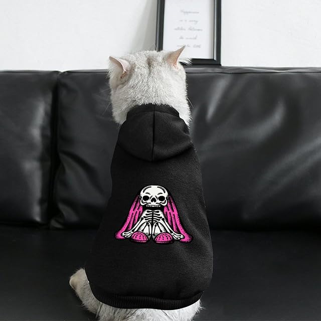 Foto 3 de 6 de Sudadera con Capucha de Invierno con Calavera de Conejo para Perros, Ropa cálida para Perros pequeños