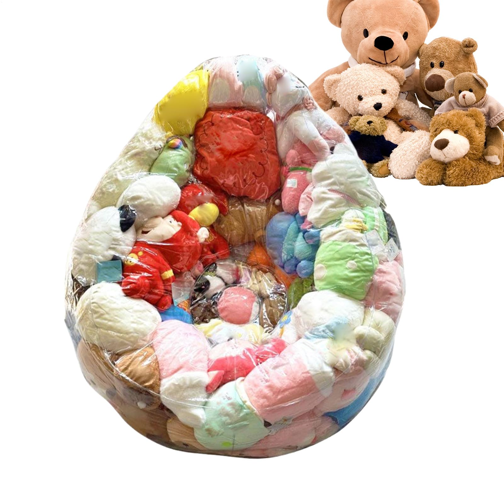 Pouf pour peluches transparent : housse de rangement pour chambre ado et studio