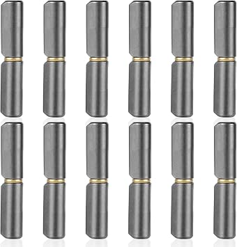12pcs Weldable Barrel Hinges, 2-1/2" Long 3/8" Diameter Weld On Bullet Hinges Heavy Duty Steel Detachable Gate Door Hinge Parts for Metal Swing Doors, Trailer Ramps, Glass Doors