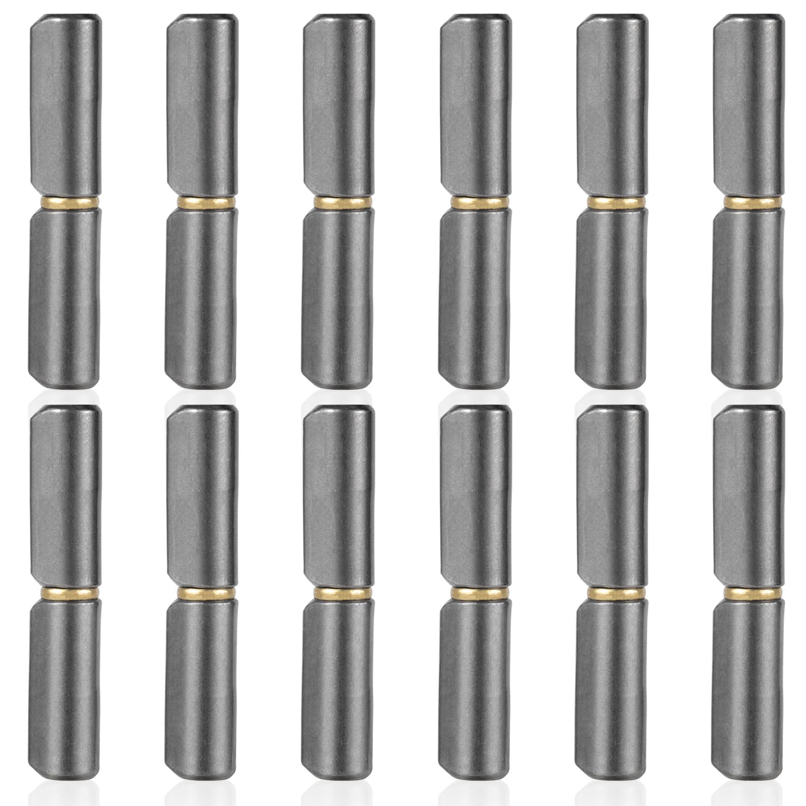 12pcs Weldable Barrel Hinges, 2-1/2" Long 3/8" Diameter Weld On Bullet Hinges Heavy Duty Steel Detachable Gate Door Hinge Parts for Metal Swing Doors, Trailer Ramps, Glass Doors