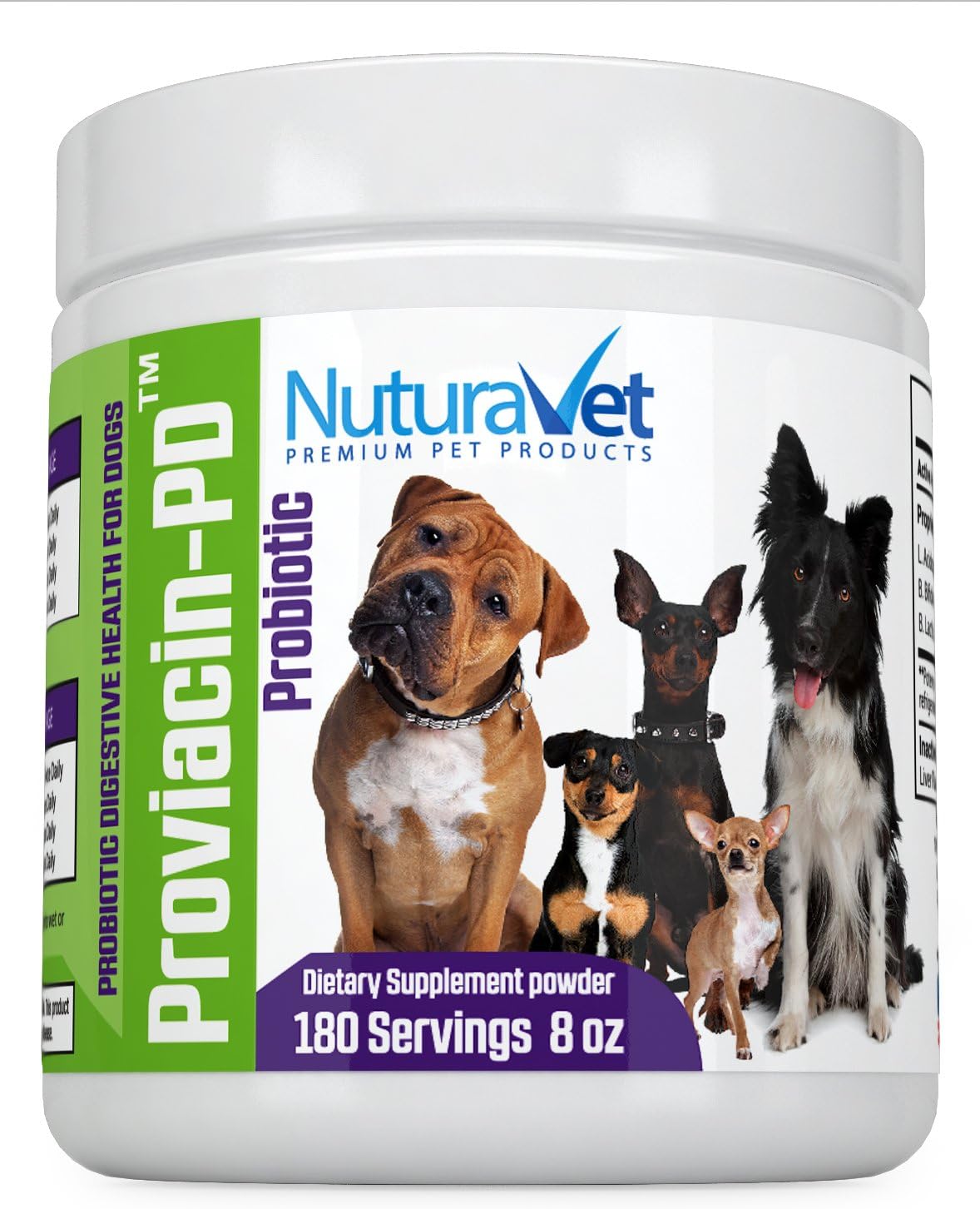 Proviacin-PD Probiotics for Dogs for Active Digestive System, Overall Wellness, Stronger Immune System- Yeast Infections– Powder Supplement: 180 Servings 8oz-GMP Approved-Made in USA