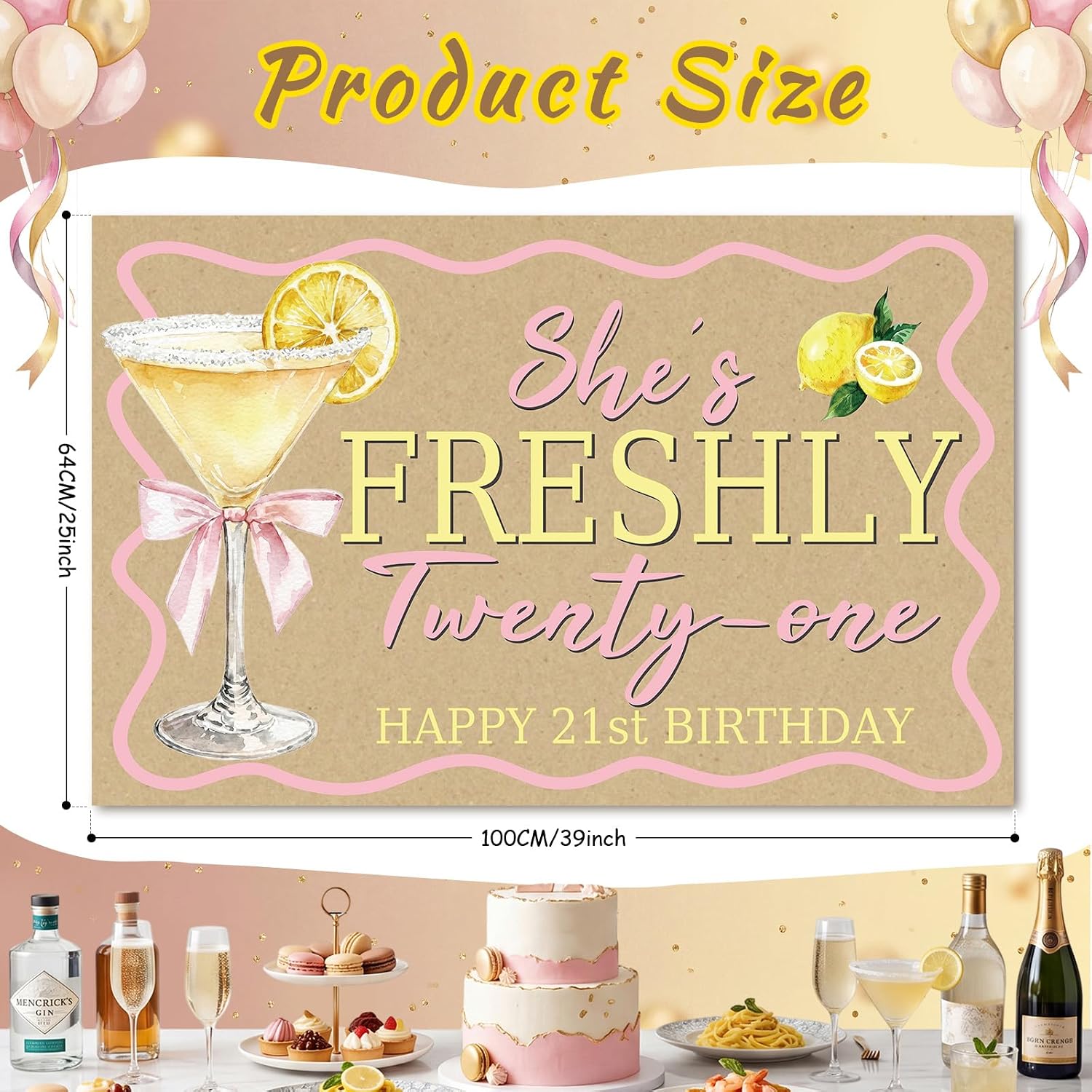 Moukeren 21st Birthday Backdrop, Birthday Decorations, Freshly 21 image 2