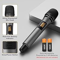 Vista 24 de TONOR Wireless Microphones, UHF Dual Karaoke Microphone System, Microfonos Inalambricos with Rechargeable Receiver, Cordless Dynamic Mic Micro Kit