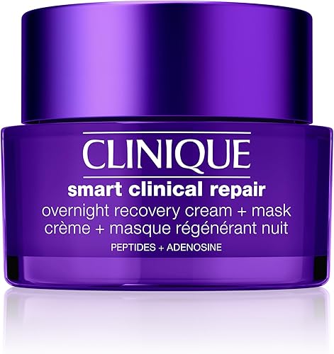 Clinique Smart Clinical Repair Anti Aging Overnight Recovery Face Cream + Mask For All Skin Types | With Hyaluronic Acid + Peptides | Hydrating | Repairs Lines + Wrinkles, 1.7 Fl Oz