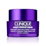 Clinique Smart Clinical Repair Anti Aging Overnight Recovery Face Cream + Mask For All Skin Types | With Hyaluronic Acid + Peptides | Hydrating | Repairs Lines + Wrinkles, 1.7 Fl Oz
