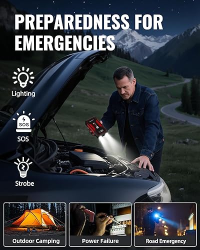 Miniatura 4 de Arrancador de batería VACASSO A9 de 4000 A, portátil (7L de gasolina4L diesel), paquete de arrancadores de batería de coche de 12 V, arranque con