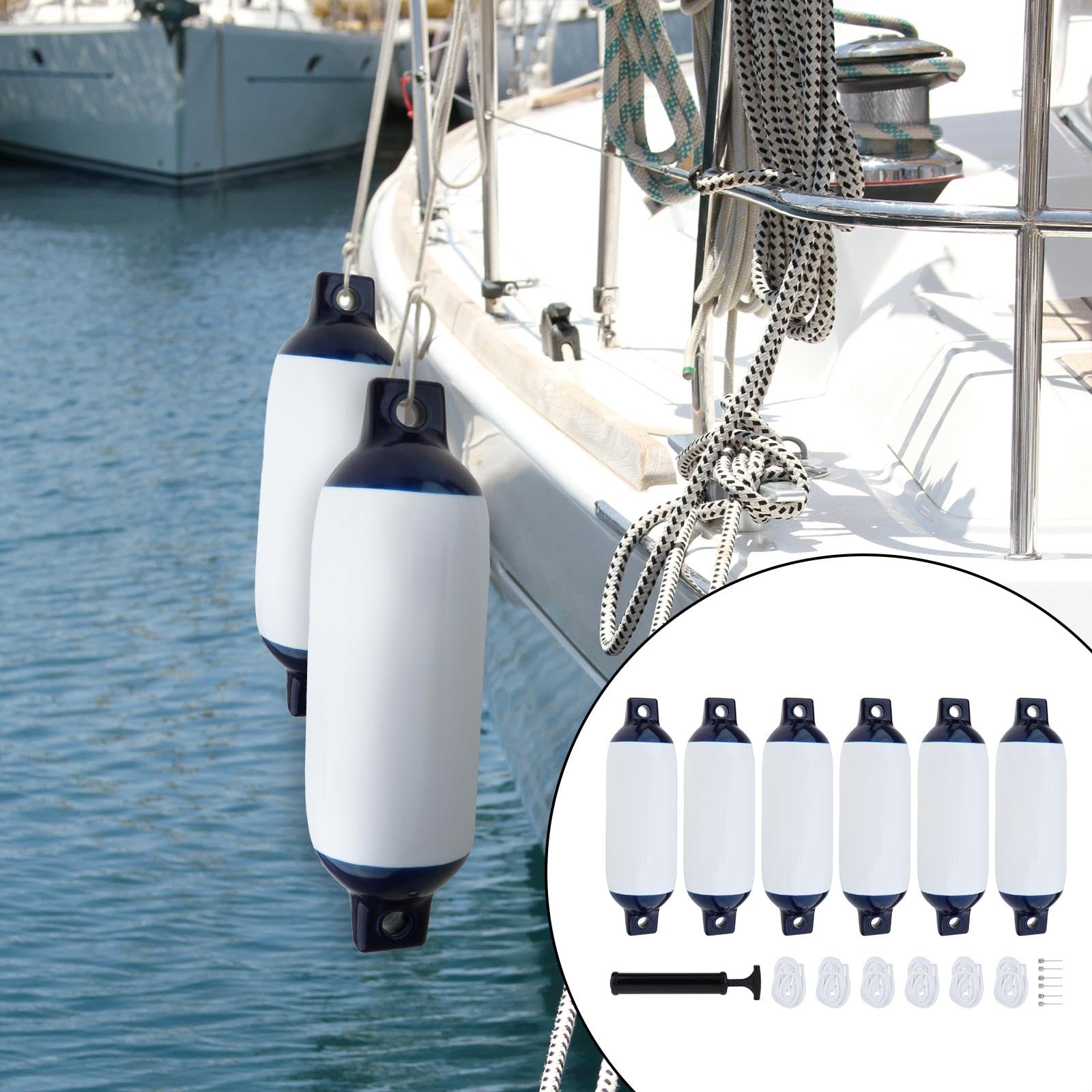 Amazon.co.jp: Tachiuwa ボートフェンダーバンパー、ロープ付きヨット