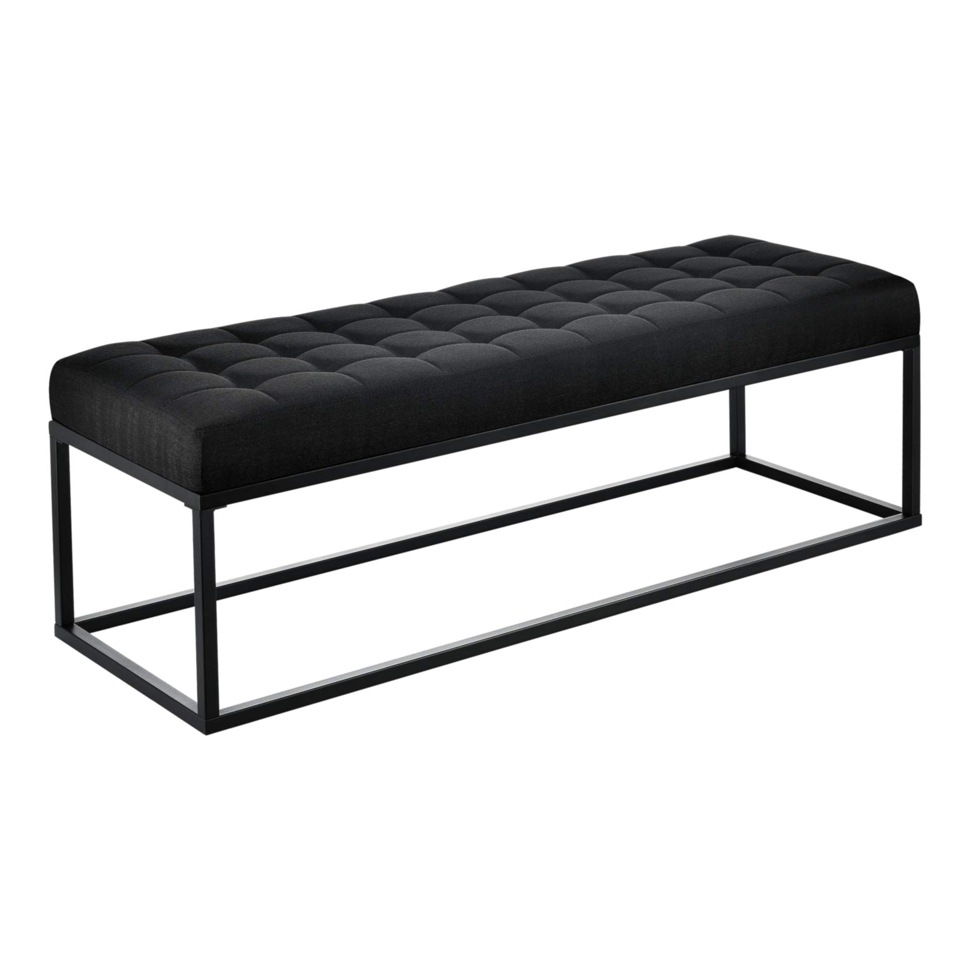 pro.tec Panca per Interni Rivestimento in Tessuto Ottomana Imbottita Trapuntata per Camera da Letto Ingresso Bar Panchina Fondoletto a 2 Posti di Seduta 120x40x38 cm Nero