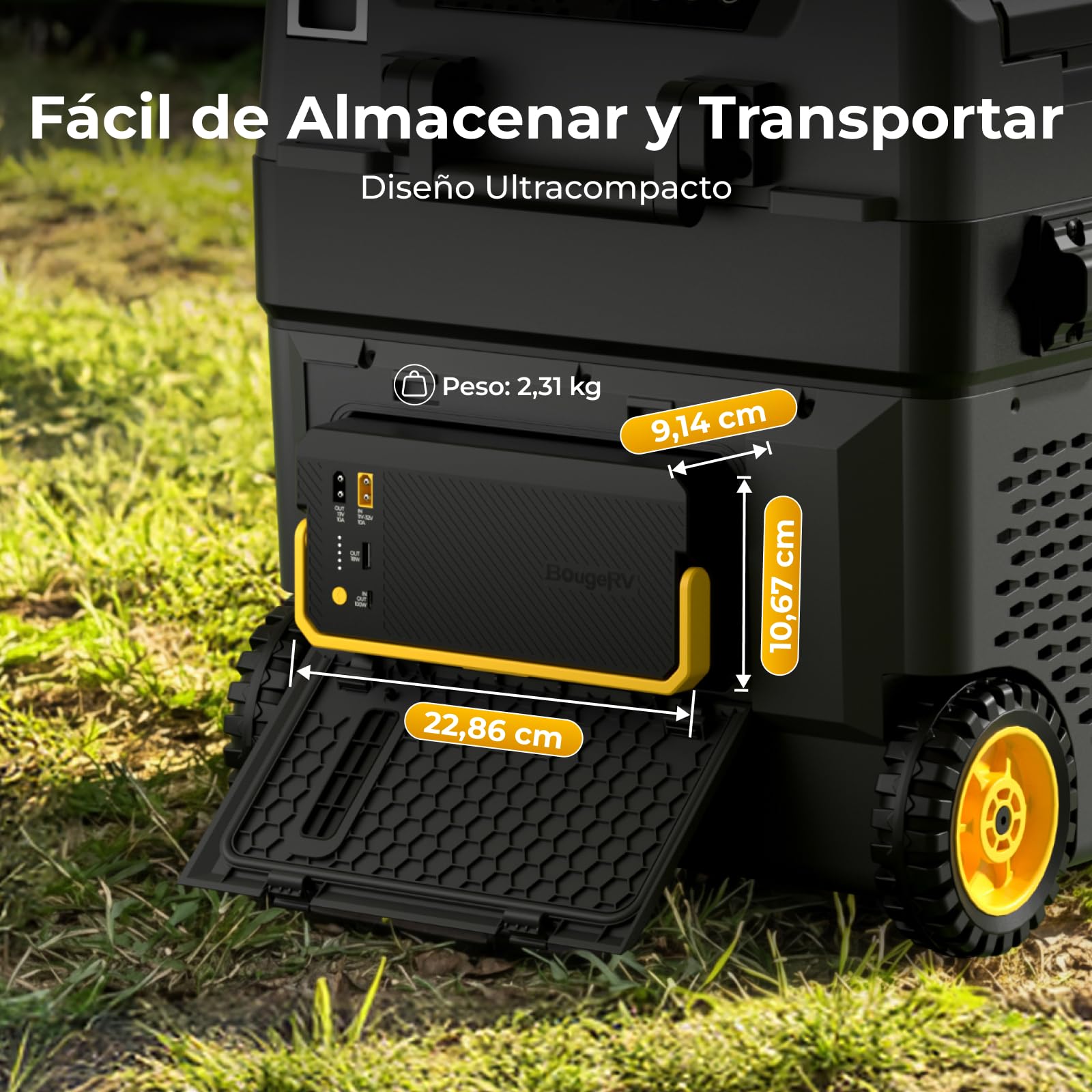BougeRV Batería Portátil 240Wh para Nevera Coche CRD2 V2.0 Rocky V3.0 CRH20 CRX3 12v 230v, Estación de Energía de Compresor, Alimentación Externa con Salidas XT60 USB-A Tipo C