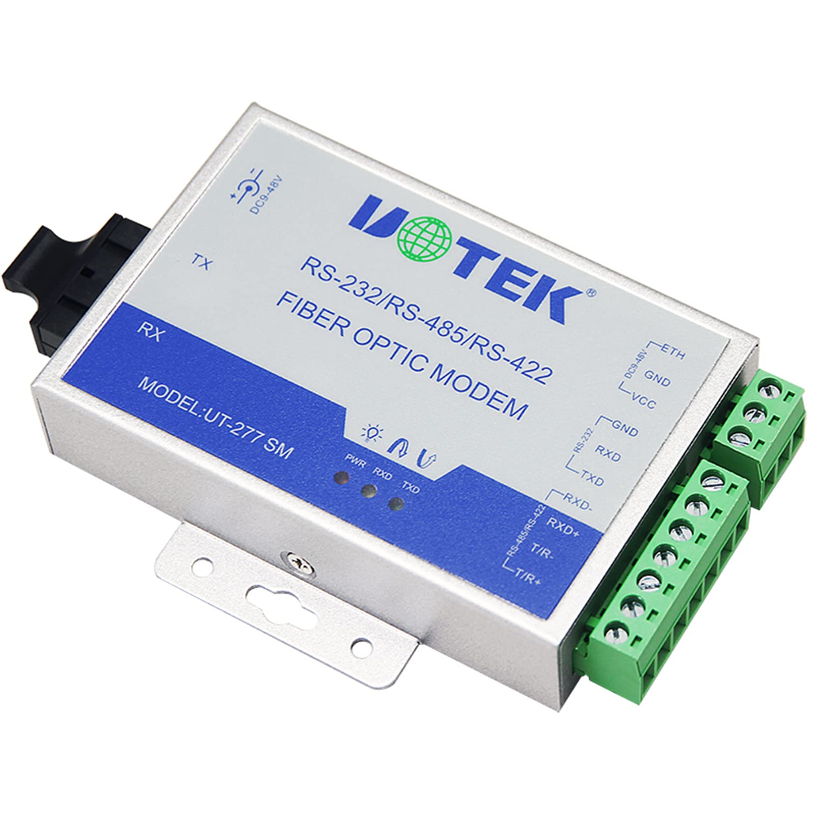 RS232 RS485 vers convertisseur de fibre optique, RS232 RS485/422 vers fibre optique RS232/485/422 vers modem SC à fibre optique (UT-277SM-SC)