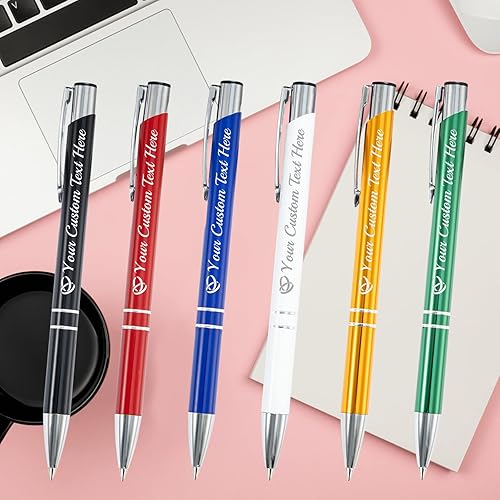 Miniatura 7 de Bolígrafo personalizado, 24 unidades, a granel, bolígrafo personalizado con logotipo de mensaje de nombre comercial grabado, tapa de tinta negra,