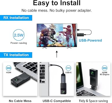 DDMALL Wireless HDMI Video Transmitter and Receiver Kit, HDMI over Cat 6/7 Wireless Extender Kit, HD Video and Audio Transmission System (WHE-10 KIT)
