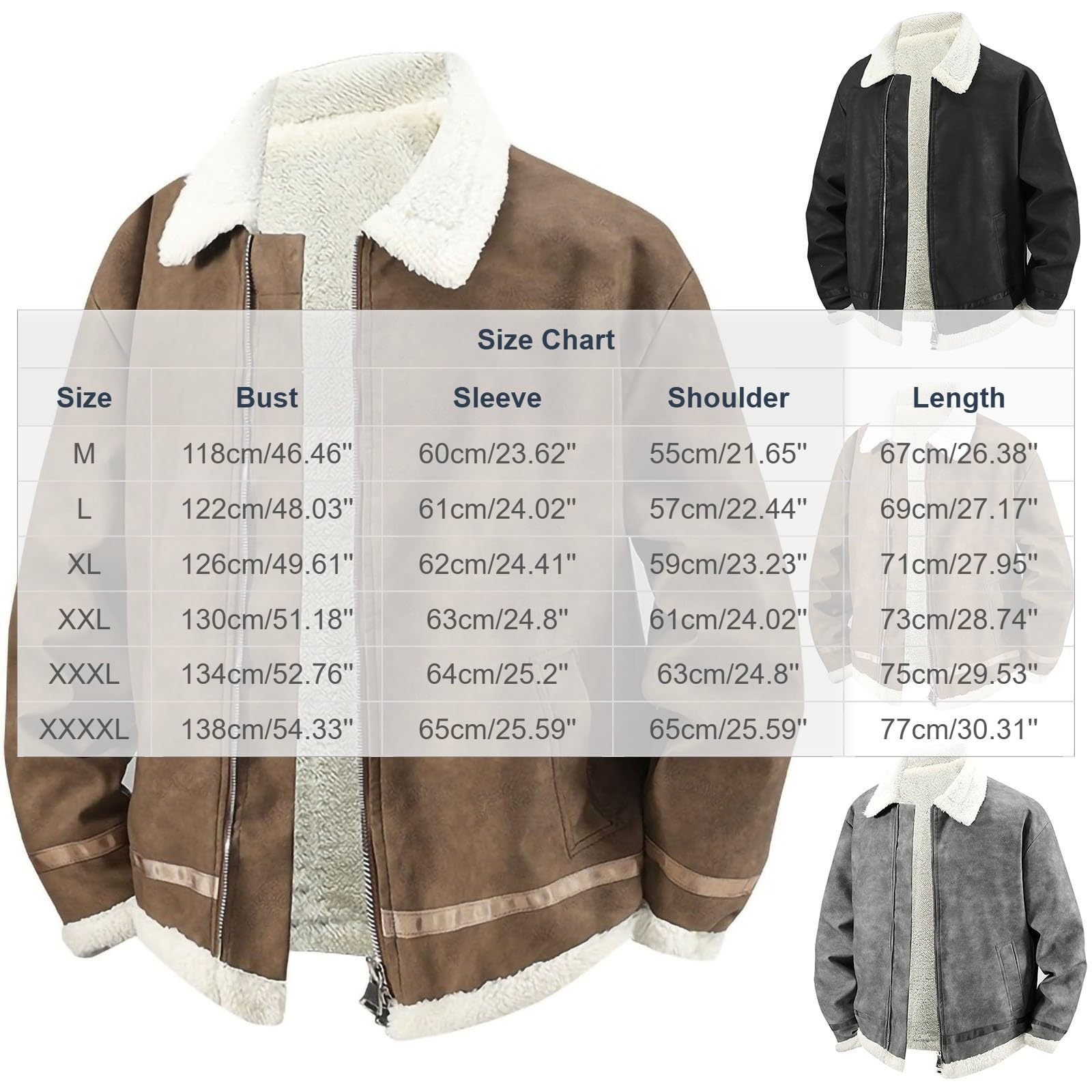 Jacke Herren Kunst Wildlederjacke Winterjacke Fleecejacke Große Größen