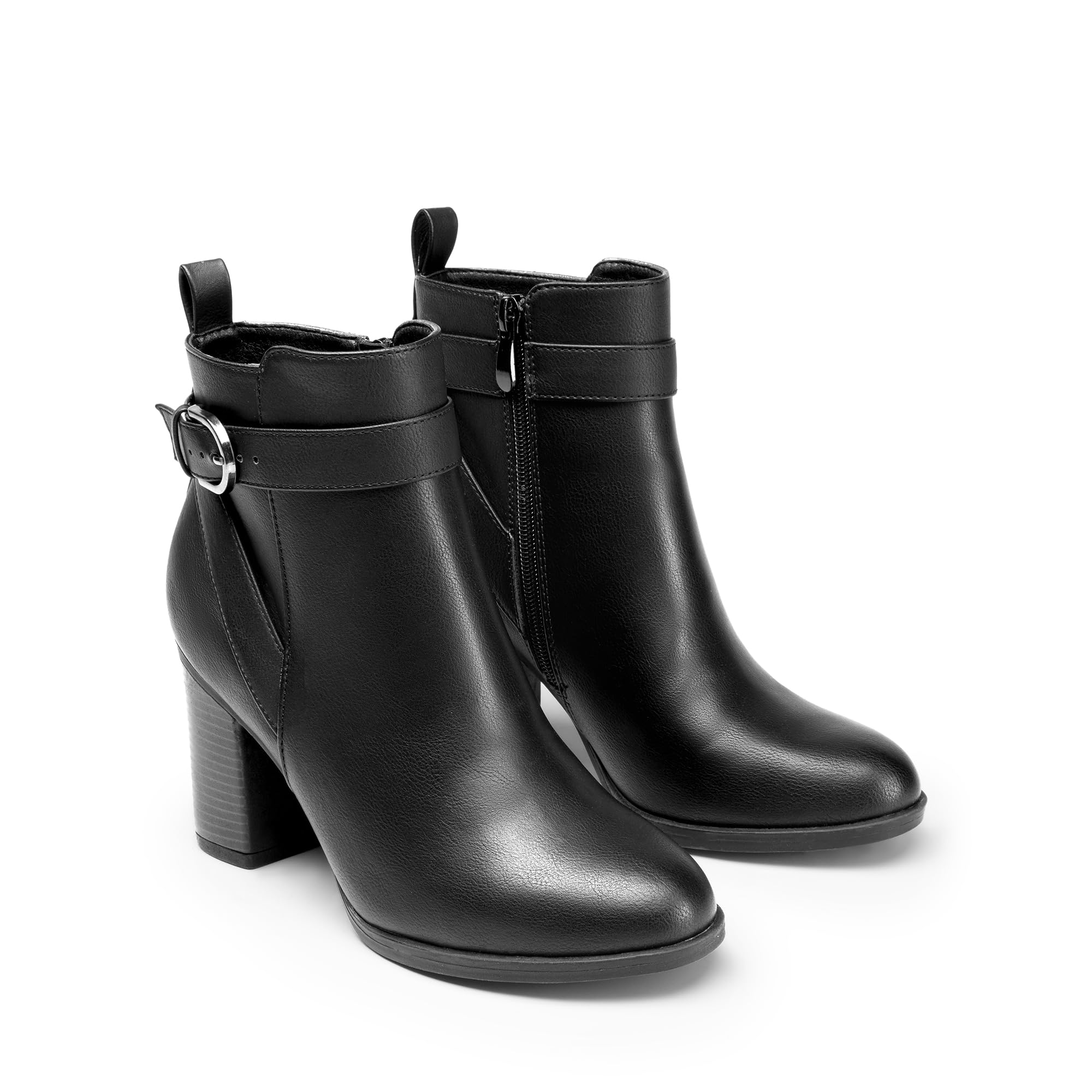 DREAM PAIRS Botines de Tacón Alto Grueso para Mujer, Punta Redonda, Botines Cortos de Otoño