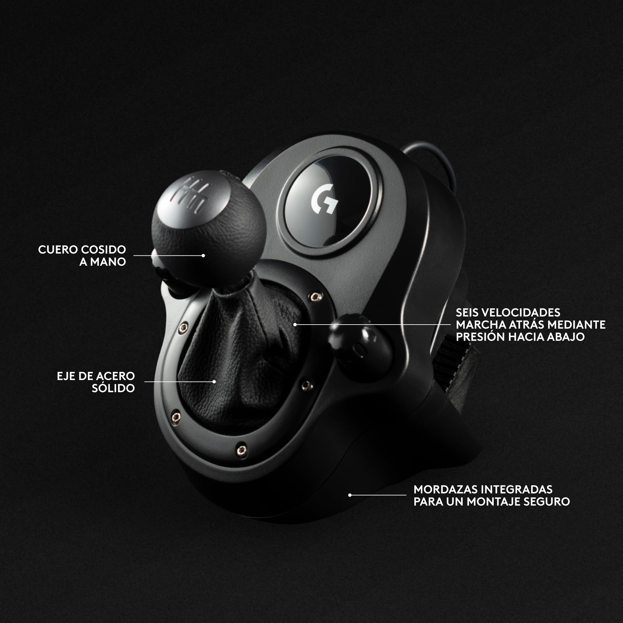 Logitech G G923 Volante de Carreras y Pedales, TRUEFORCE Force Feedback + Palanca de Cambio Logitech G Driving Force, Cuero Auténtico, Para PS5, PS4, PC, Mac, Negro