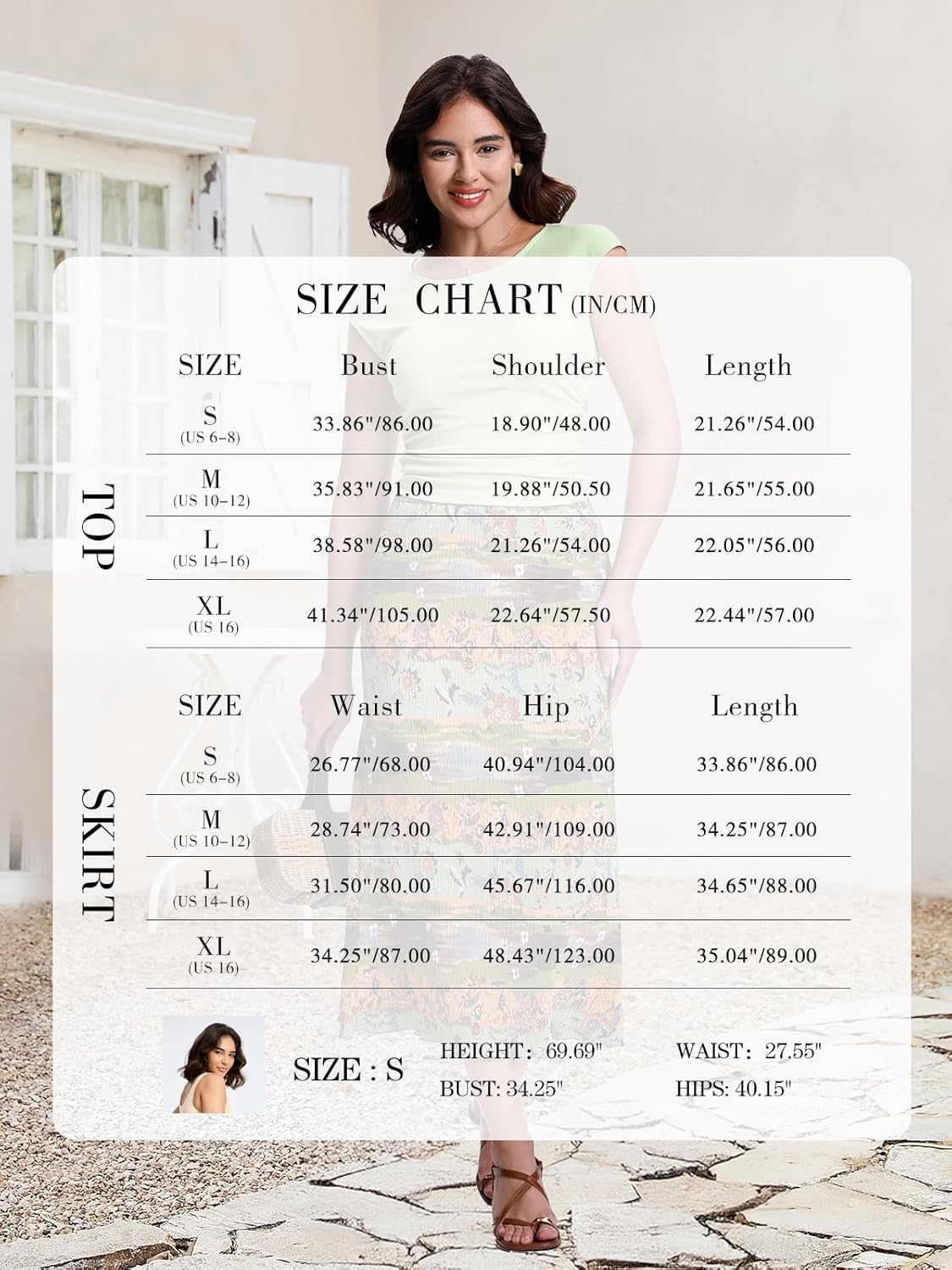 Kimmery Summer Casual Two Piece Skirt Set for Women Crew Neck Crop Tops Elastic Waist Midi Skirt Outfits - Image 7