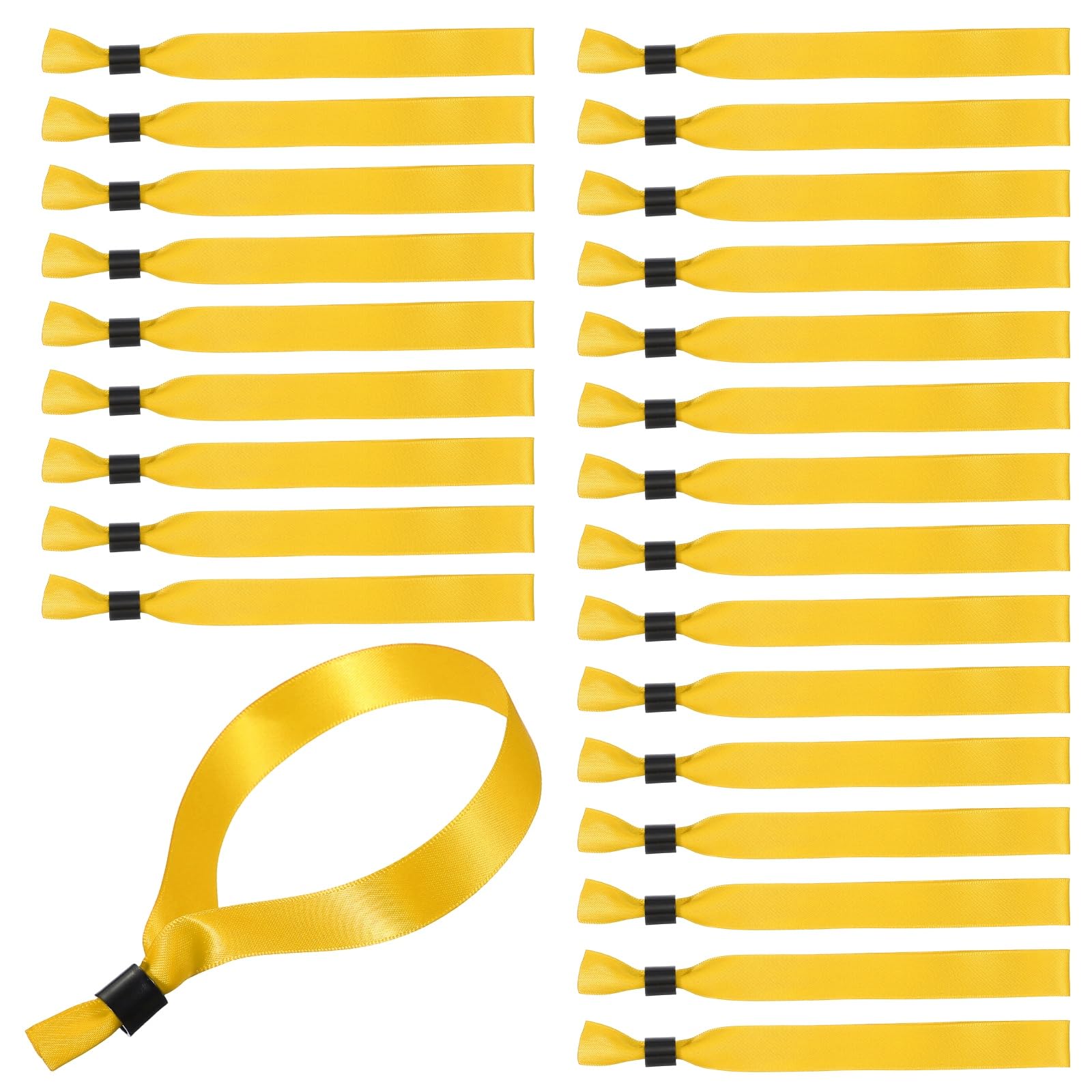 PATIKIL 25 Pcs Disposable Event Wristbands, 6.7 Inch Colored Wrist Bands Cloth Wristbands Events Bracelets for Event Party Club Entrance Concert Camp, Yellow