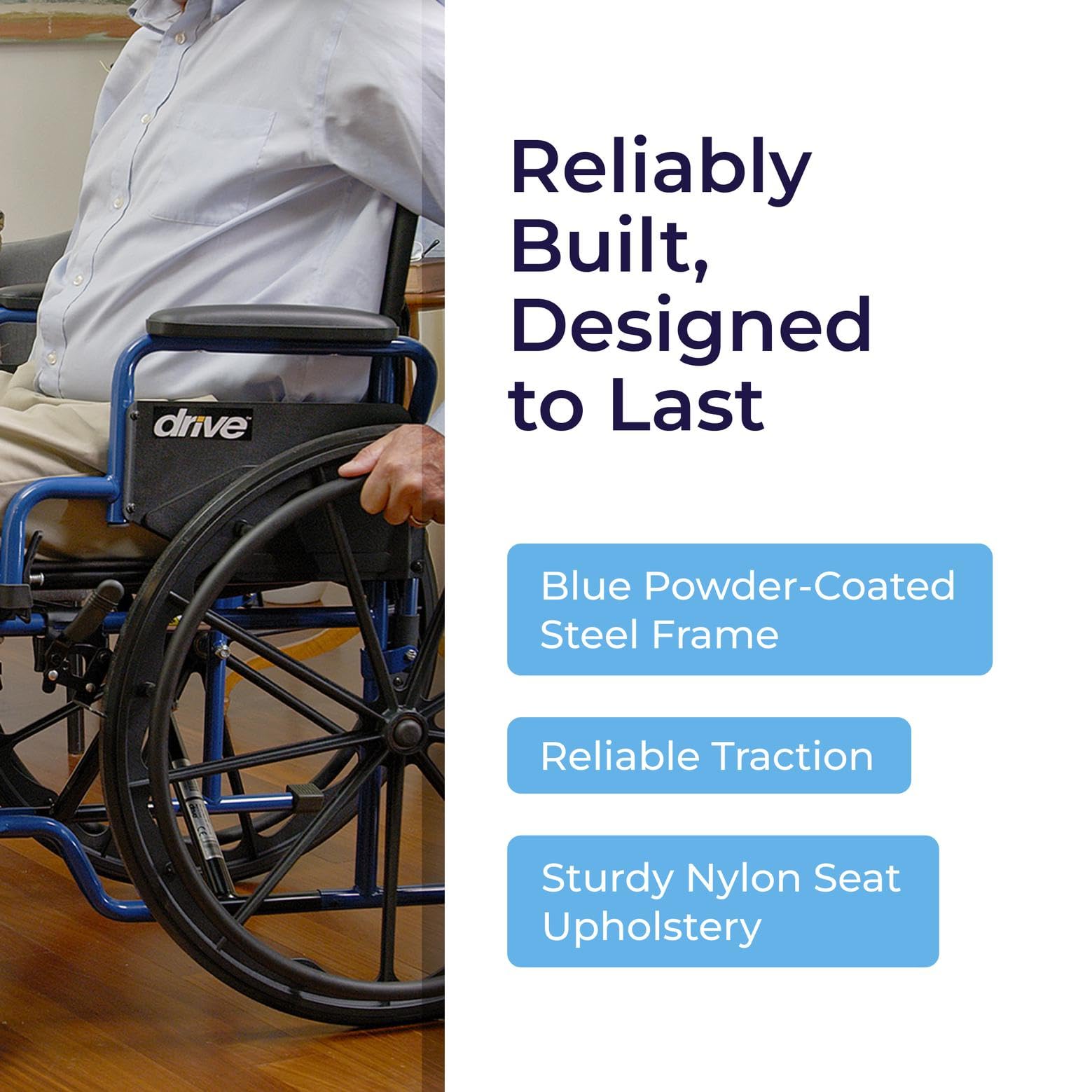 Drive Medical Blue Streak Lightweight Wheelchair with Swing Away