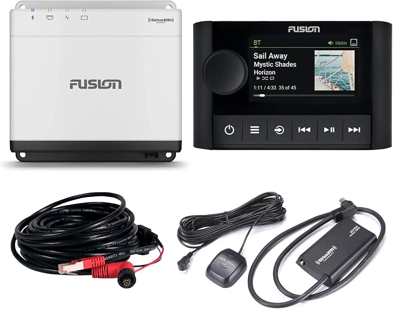 Garmin Fusion MS-WB675 Marine Hideaway Stereo con procesamiento de señal digital (DSP) con control remoto con cable MS-ERX400, negro y sintonizador de radio satelital SXV300v1