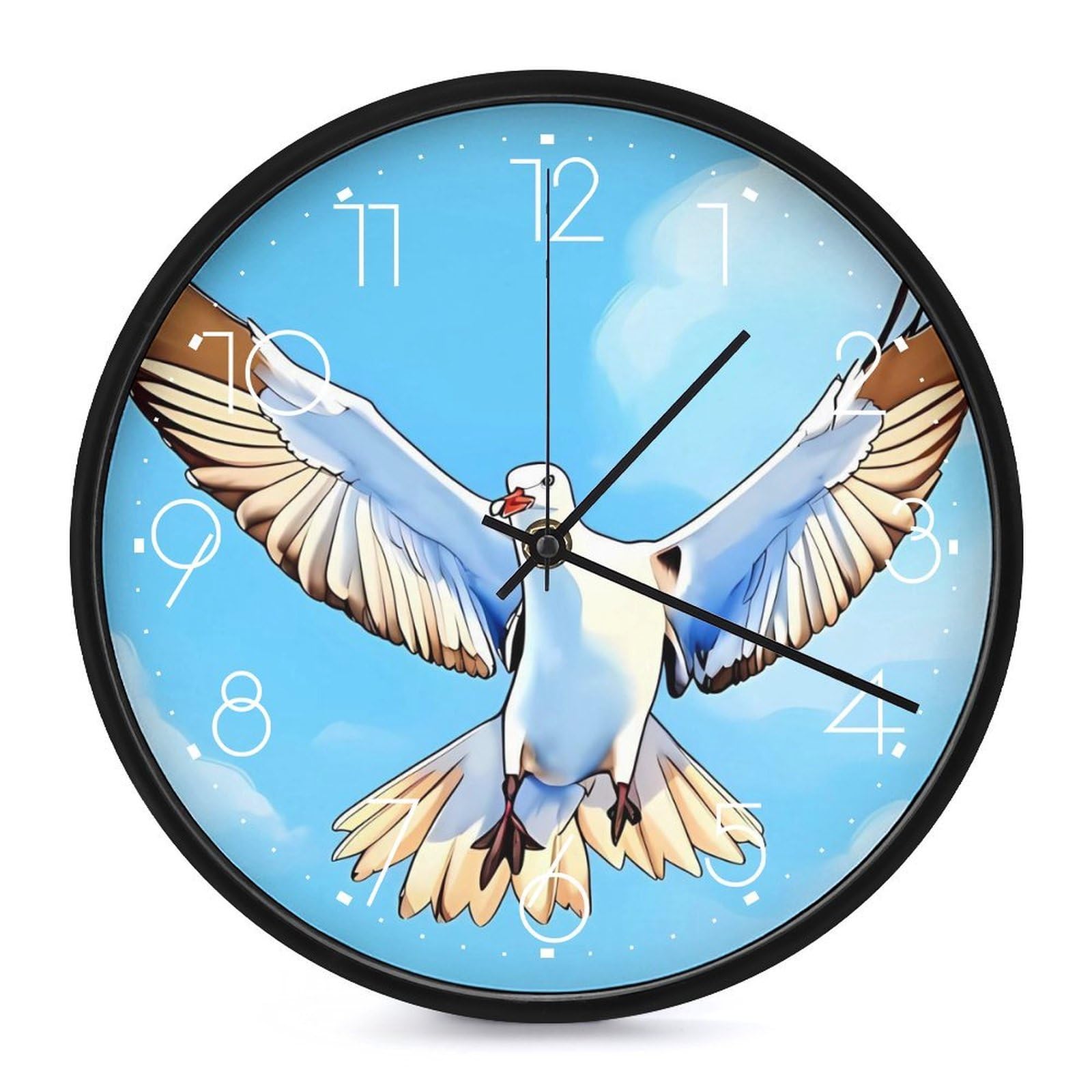 Adfgyerh White-Style Seagulls In Flight Clock，9.8 Inch Battery Operated Wall Clock Classic Simple, Decorative Wall Clock.analog Clock For Kitchen Office Bathroom Bedroom.