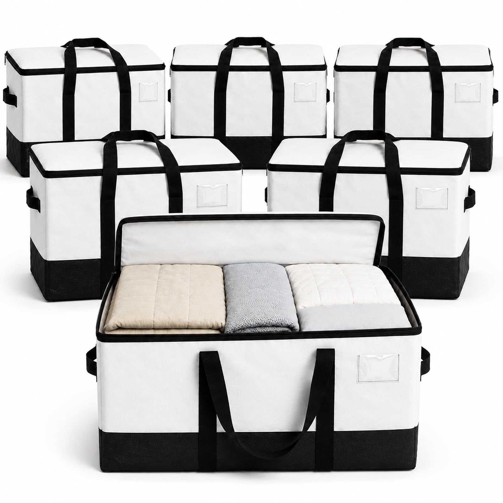6-Pack Extra Große Umzugstaschen mit Reißverschlüssen und Tragegriffen, schwere Aufbewahrungstüten, Umzugskisten zur Raumersparnis