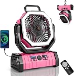Odoland 30000mAh Camping Fan with LED Lantern, Rechargeable Battery Operated Oscillating Fan with Remote & Hook, Portable Tent Fan with Timer, 4 Speeds for Outdoor Camp RV Jobsite Power Outage, Green