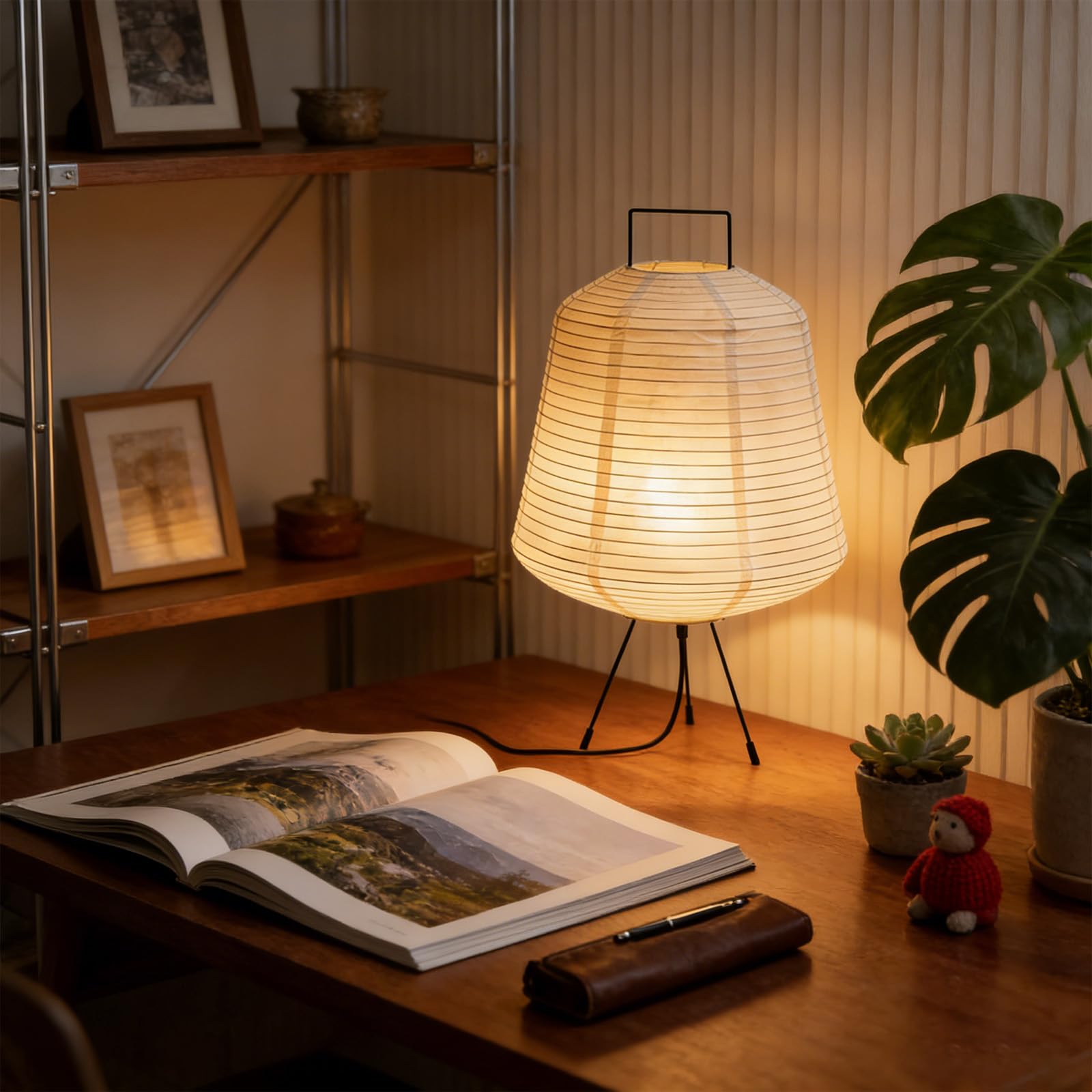 Abat-jour en papier de riz, lampe de chevet, lampadaire, lampe de table, avec douille E27, lampe suspendue, lampe en papier, câble de 2 m, hauteur 36 cm (ampoule non incluse)