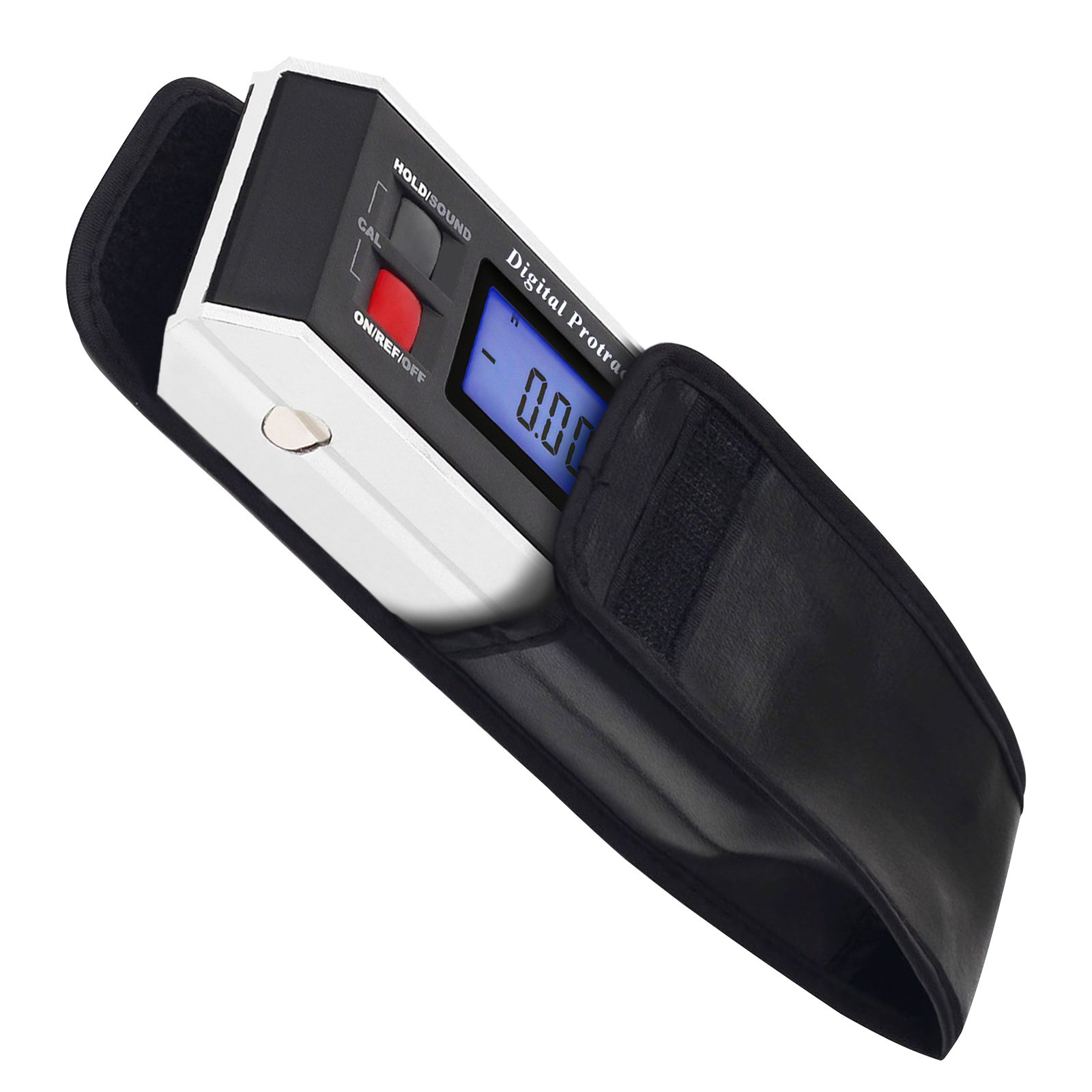Inclinómetro digital portátil con visor de ángulos para transportar, magnético, de 0 a 360 grados, para madera de metal, LCD, retroiluminación, con base de ranura en V magnética integrada