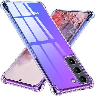 Galaxy S21 5G壳 硅胶 透明 渐变 软壳 薄款 轻便 SC-51B 壳/ SCG09 壳 耐冲击 全面保护 tpu 四角防止空气撞击 镜头保护 防擦伤 带挂绳孔 三星盖乐世 s21 5g 壳 人气 手机套 紫色+蓝色 MZ74-13