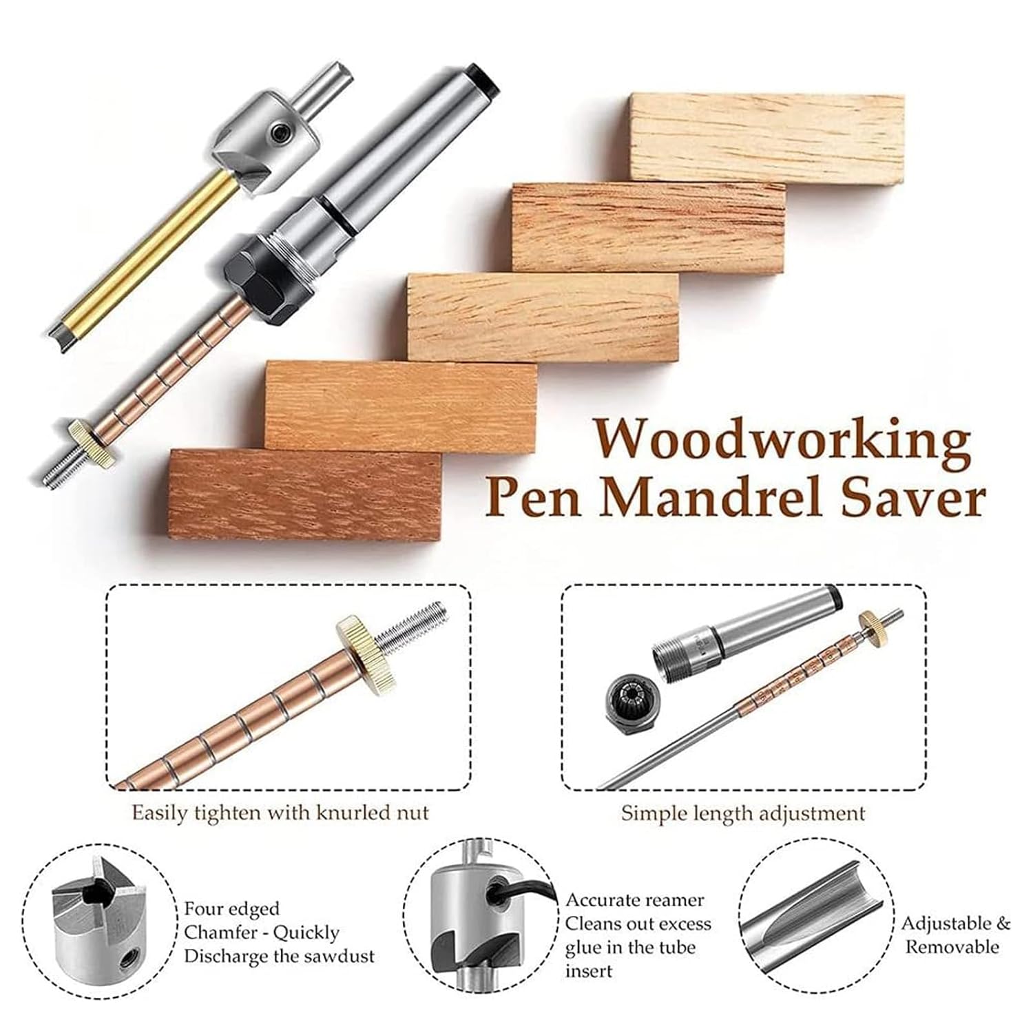 Fafeicy Pencil Trimmer Kit Turning Mandrel Milling Cutter Set with Pilot Shafts for Woodworkers Pen Making Drill Press Lathe 6 Pieces