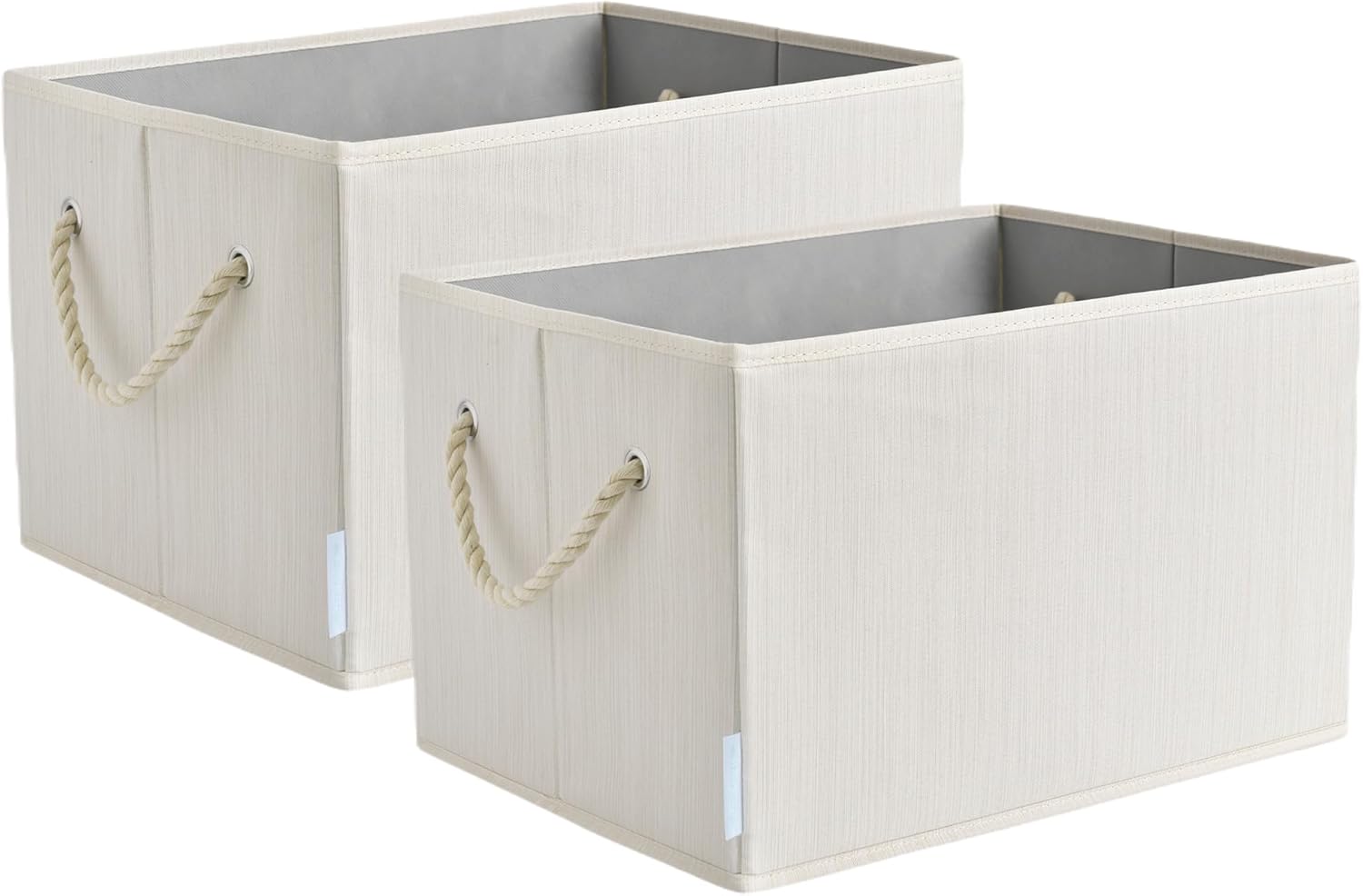 Foldable Storage Bin for OrganizingToys, Books, Shelves, Closet, Large Storage Box with Rope Handles, Sturdy Fabric Organizer Bins, Ivory, 20L, 2-Pack