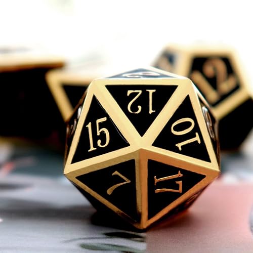 Miniatura 4 de Haxtec - Juego de dados metálicos para Calabozos y Dragones (DND, D&D), 7 unidades con dados de 20, 12, 10, 8, 6 y 4 para juegos de rol de mesa