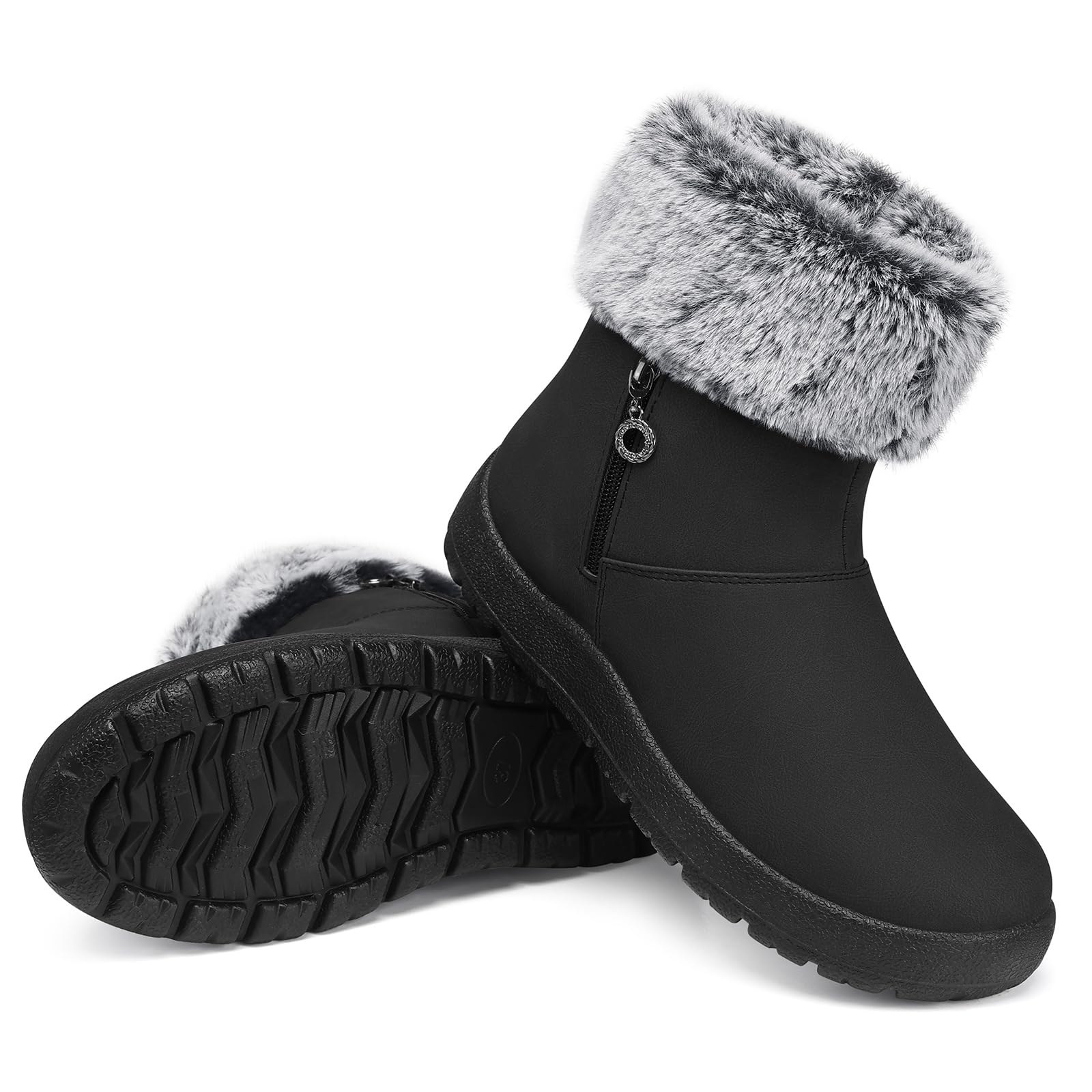 TEMOFONWinter Snow Boots for Women Black Size 8.5