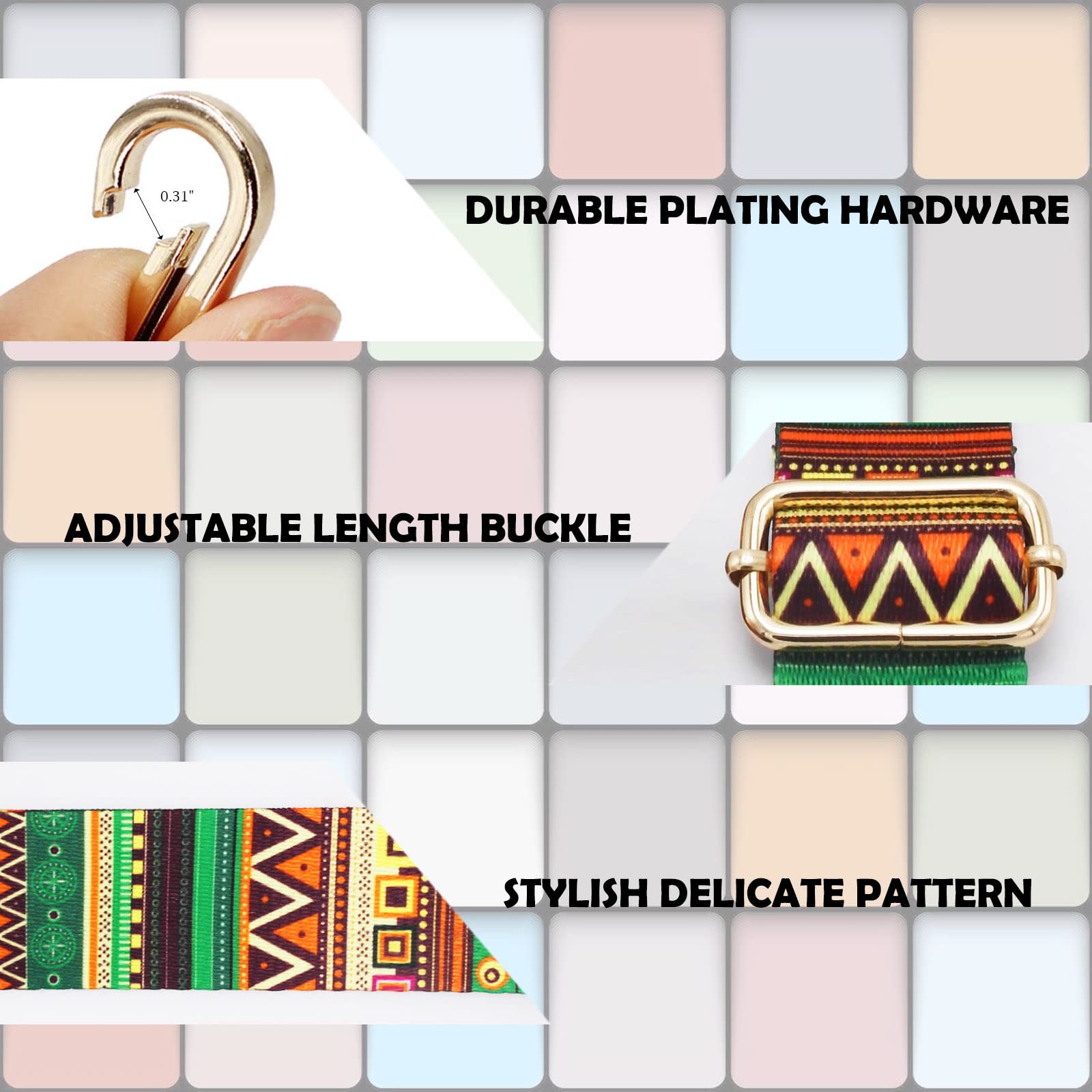 Tracolla Regolabile Per Borsa Donna - Larga 3.8cm, Lunghezza 80-130cm - Design Colorato E Resistente - Foto 3